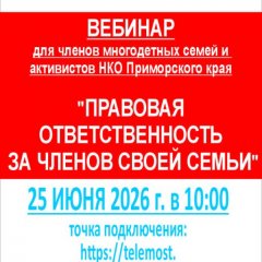 Многодетные родители приглашаются на вебинар Ассоциации "Правовая ответственность за членов семьи" 